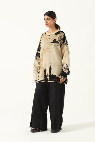 "From subcontinent with love" knit sweater