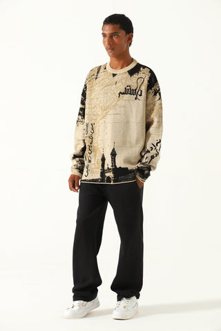 "From subcontinent with love" knit sweater