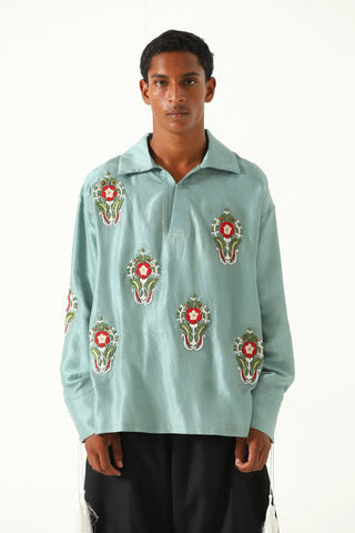 Hand-Embroidered tassels silk shirt