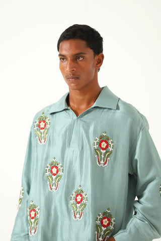 Hand-Embroidered tassels silk shirt