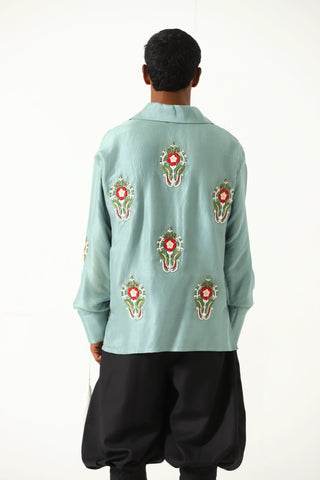 Hand-Embroidered tassels silk shirt
