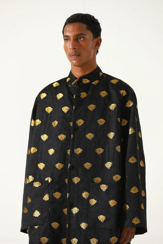 Oversized sherwani silk long coat