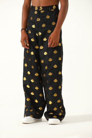 Silk motif trousers