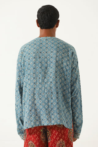 Indigo dye and block print shirt