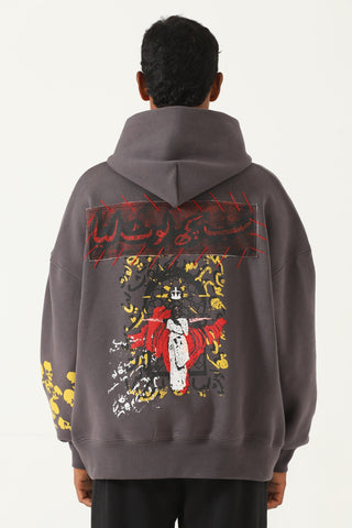 "Loot liya" patchwork grey hoodie