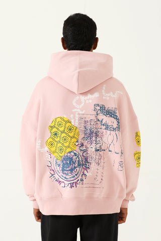 "Azaad" block print patchwork hoodie