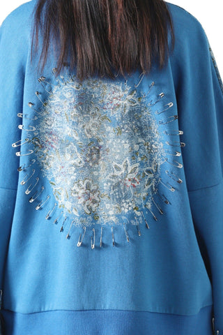 "Waves of steel" blockprint sweatshirt