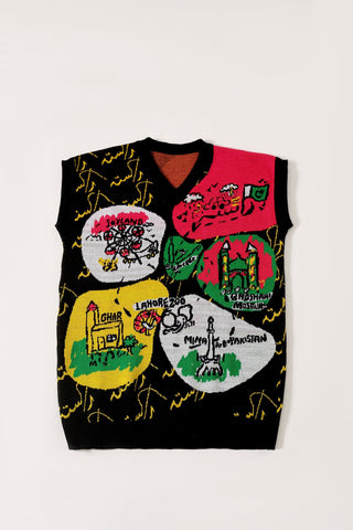 A world of color knit vest'