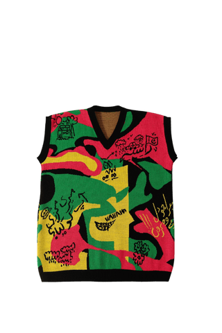 "Cartoon mind" knit vest