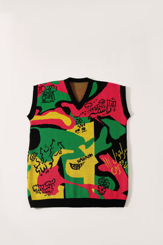 "Cartoon mind" knit vest