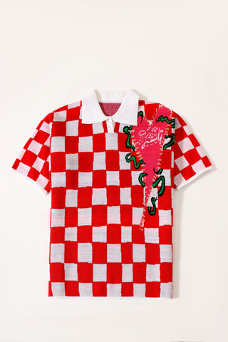 "Playful past" knit polo