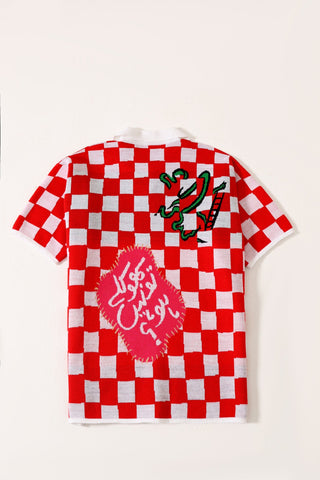 "Playful past" knit polo
