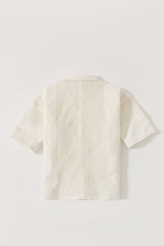 Handwoven mesh button-down