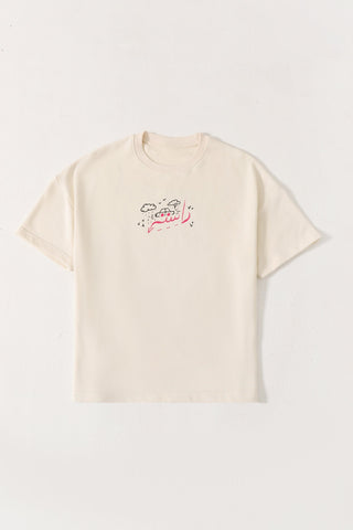 "Games we play" printed beige T-shirt