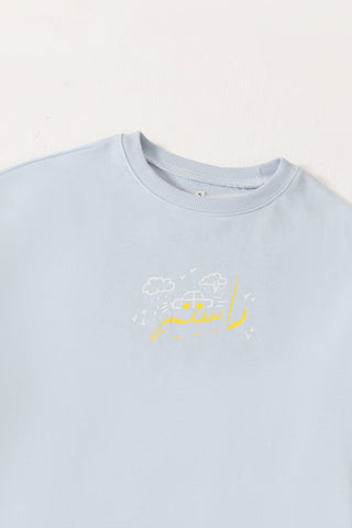 Powder blue printed T-shirt