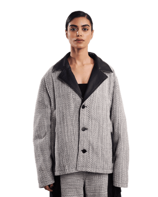 "Elvis in Lahore" leather paneled jacket