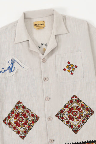 "Mercer nights" block print button-down