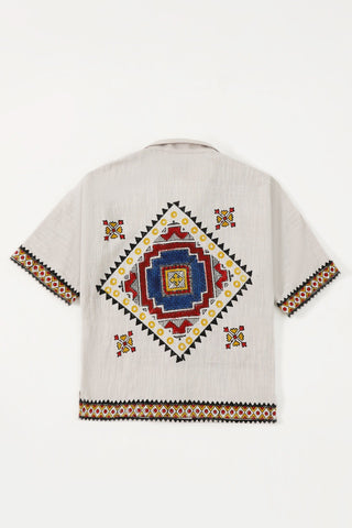 "Mercer nights" block print button-down