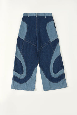 Paneled denim trousers