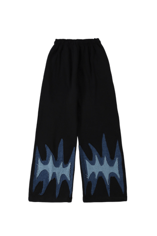 Paneled fleece and denim sweatpants