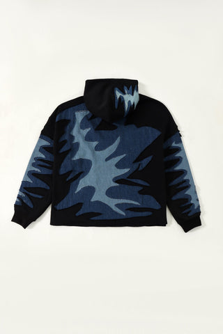 Intertwine denim and fleece hoodie