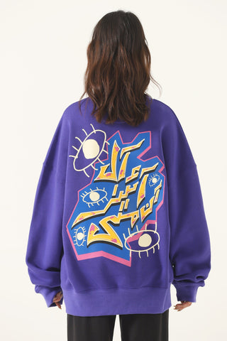 "All eyes on me" purple sweatshirt