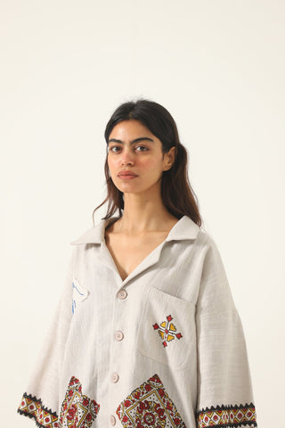 "Mercer nights" block print button-down