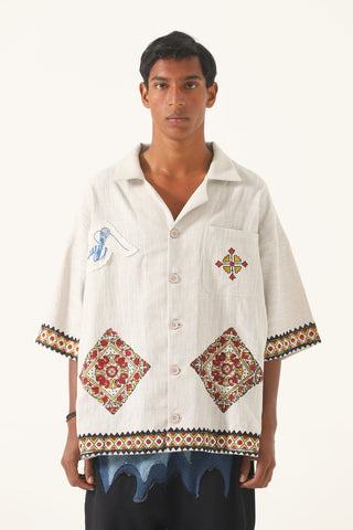 "Mercer nights" block print button-down