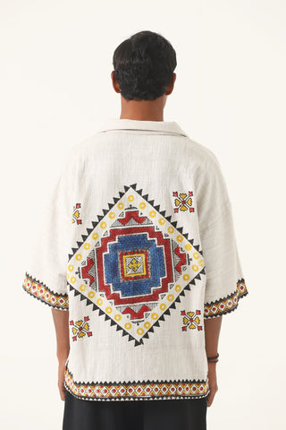 "Mercer nights" block print button-down