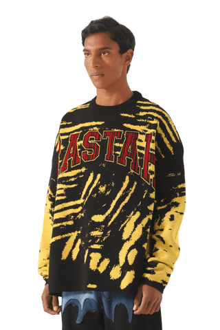 "Retro fusion" knit sweater