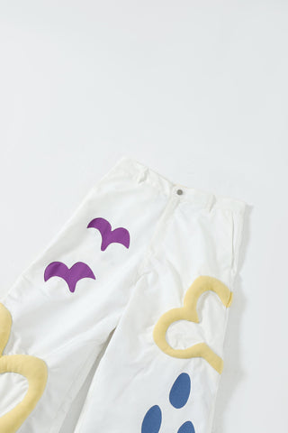 Embroidered cotton flared trousers