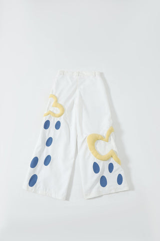 Embroidered cotton flared trousers