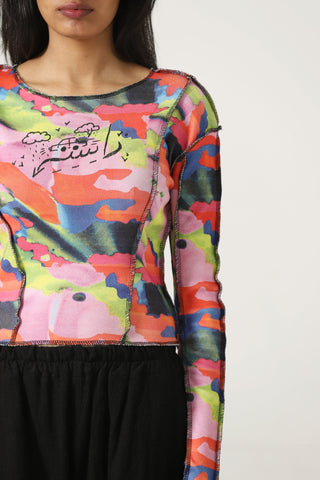 "A colorful life" fitted knit top