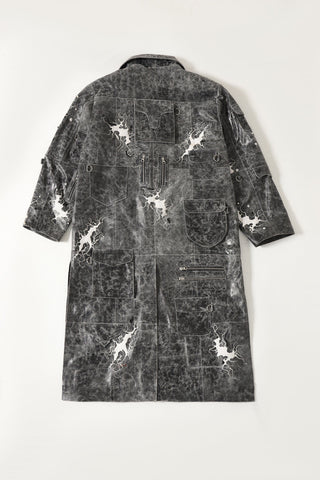 "After hours" hand-embroidered leather trench coat