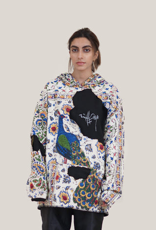 Distressed Block Print Chaadar Hoodie - Rastah