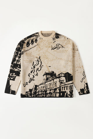 "From Karachi with love" jacquard knit sweater