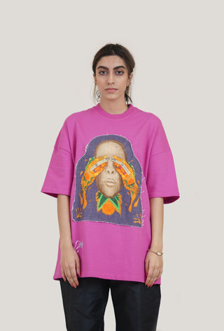 Pink "Eyes Cant See" Patch T-shirt - Rastah
