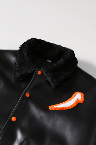 Waxed leather bomber jacket