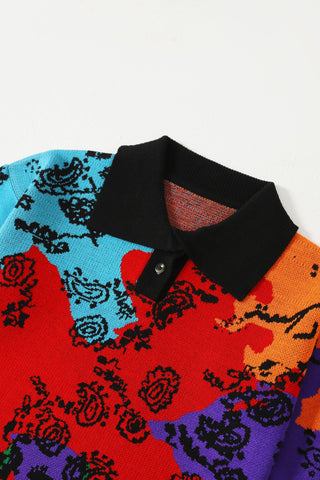 "Colours of life" jacquard knit polo shirt