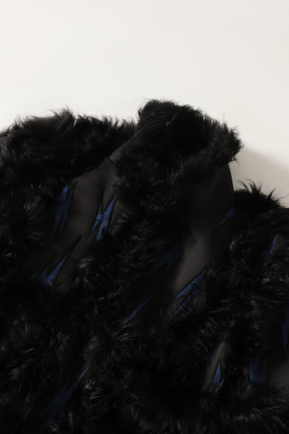 "Blue night" faux fur long coat