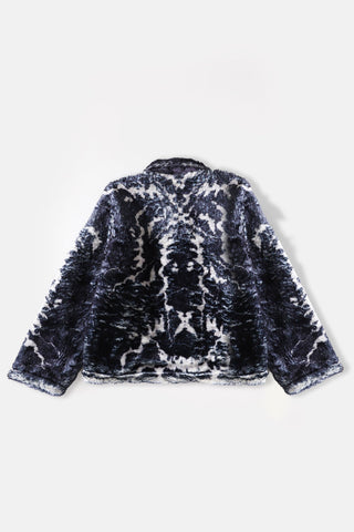 "Distortion" printed sherpa jacket