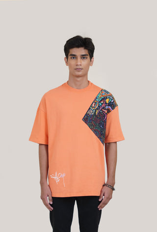 Orange "Starry Night" Patch T-shirt - Rastah