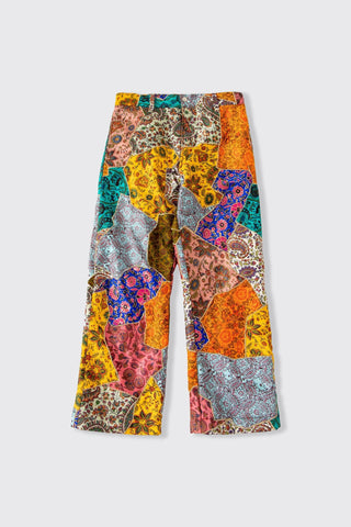 BLOCKPRINTED PATCHWORK SATIN TROUSERS - Rastah