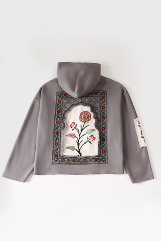 Blockprint charcoal hoodie