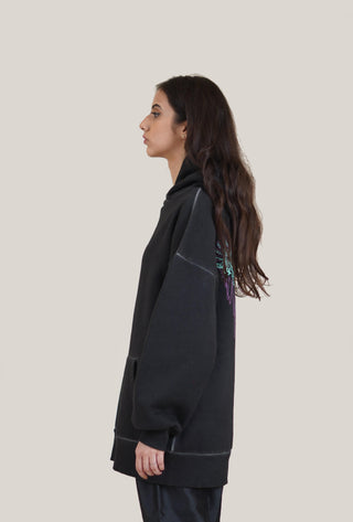 Black Oil Wash Vintage Hoodie - Rastah
