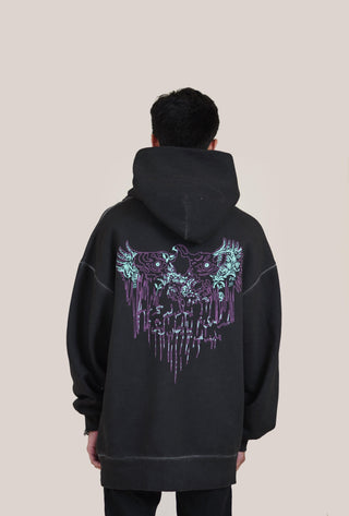 Black Oil Wash Vintage Hoodie - Rastah