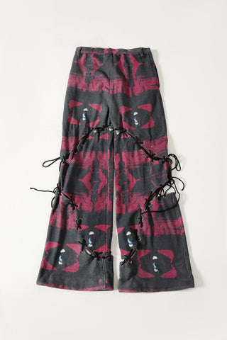 Printed panel cotton trousers