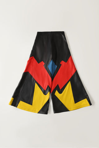 Leather flared trousers