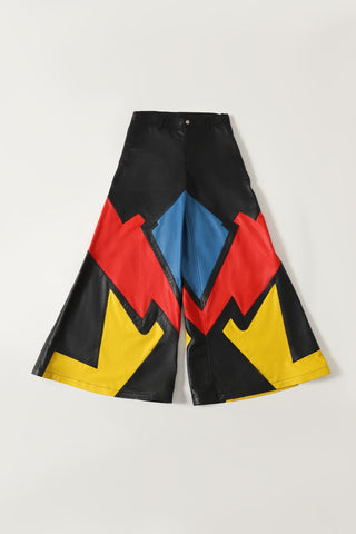 Leather flared trousers