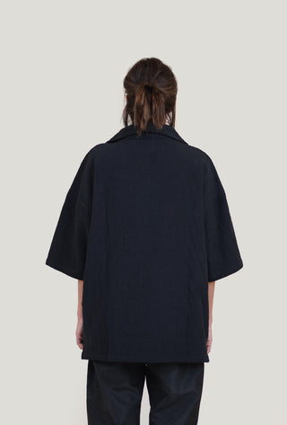 Black Hand Woven Logo Print Khaddar Shirt - Rastah